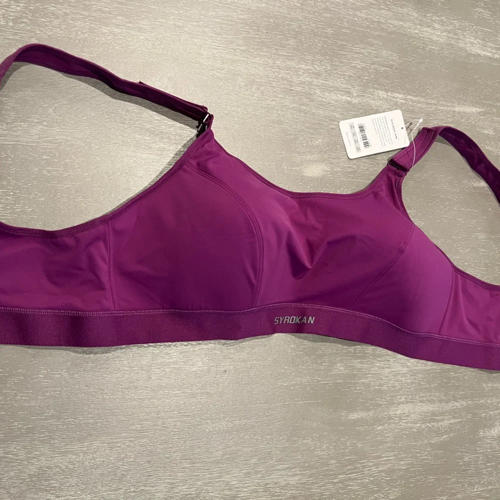 SYROKAN new purple Front adjustable padded sports bra work out bra women’s 34G - Picture 6 of 13